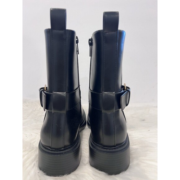 ZARA New Black Ankle Boots Flat Buckles Size US 6.5 EUR 37 Ref 3104/410 - Picture 10 of 13